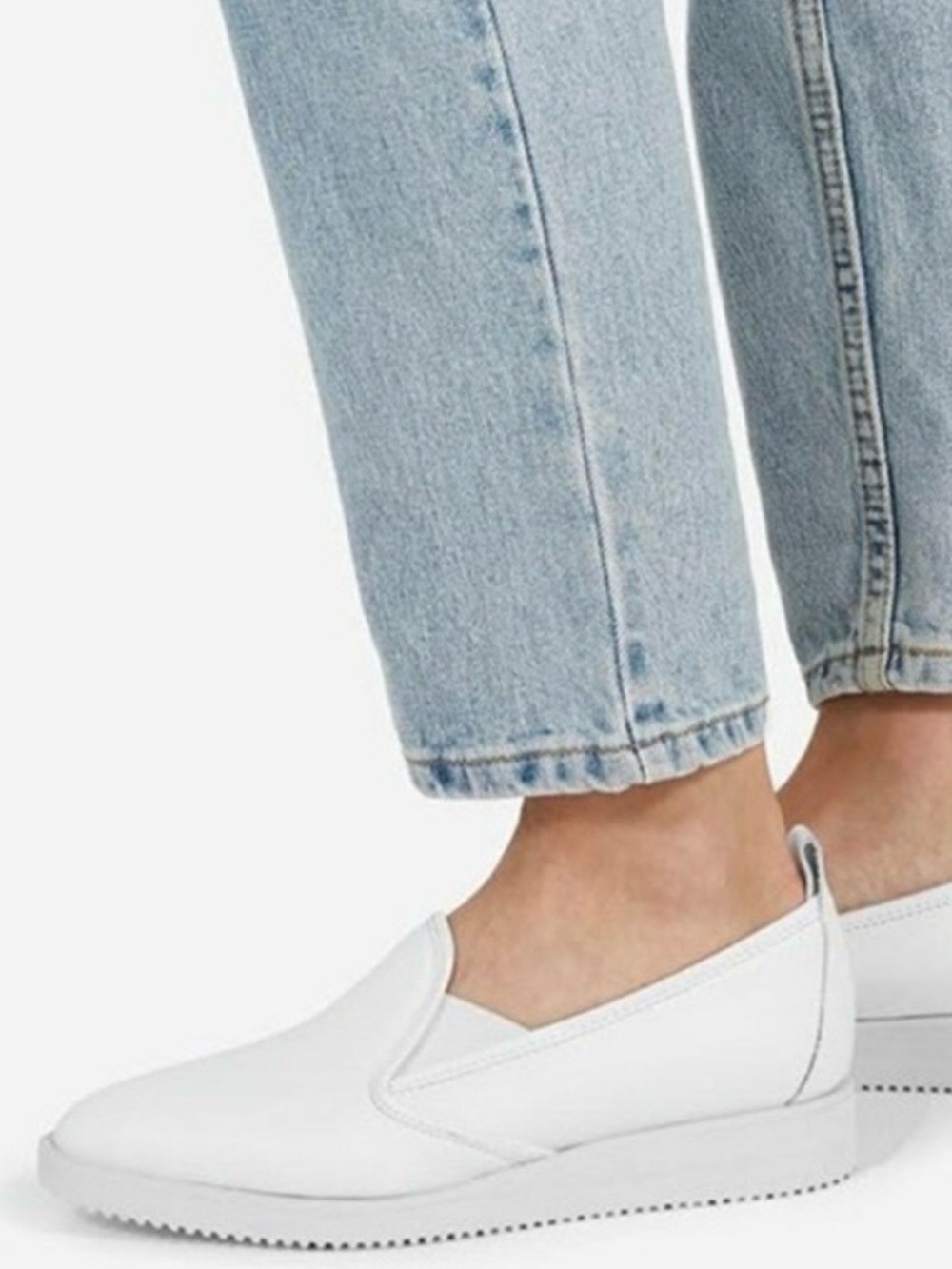 Everlane The Street Shoe White Nappa Leather Platform Slip-On Sneakers Size 9.5